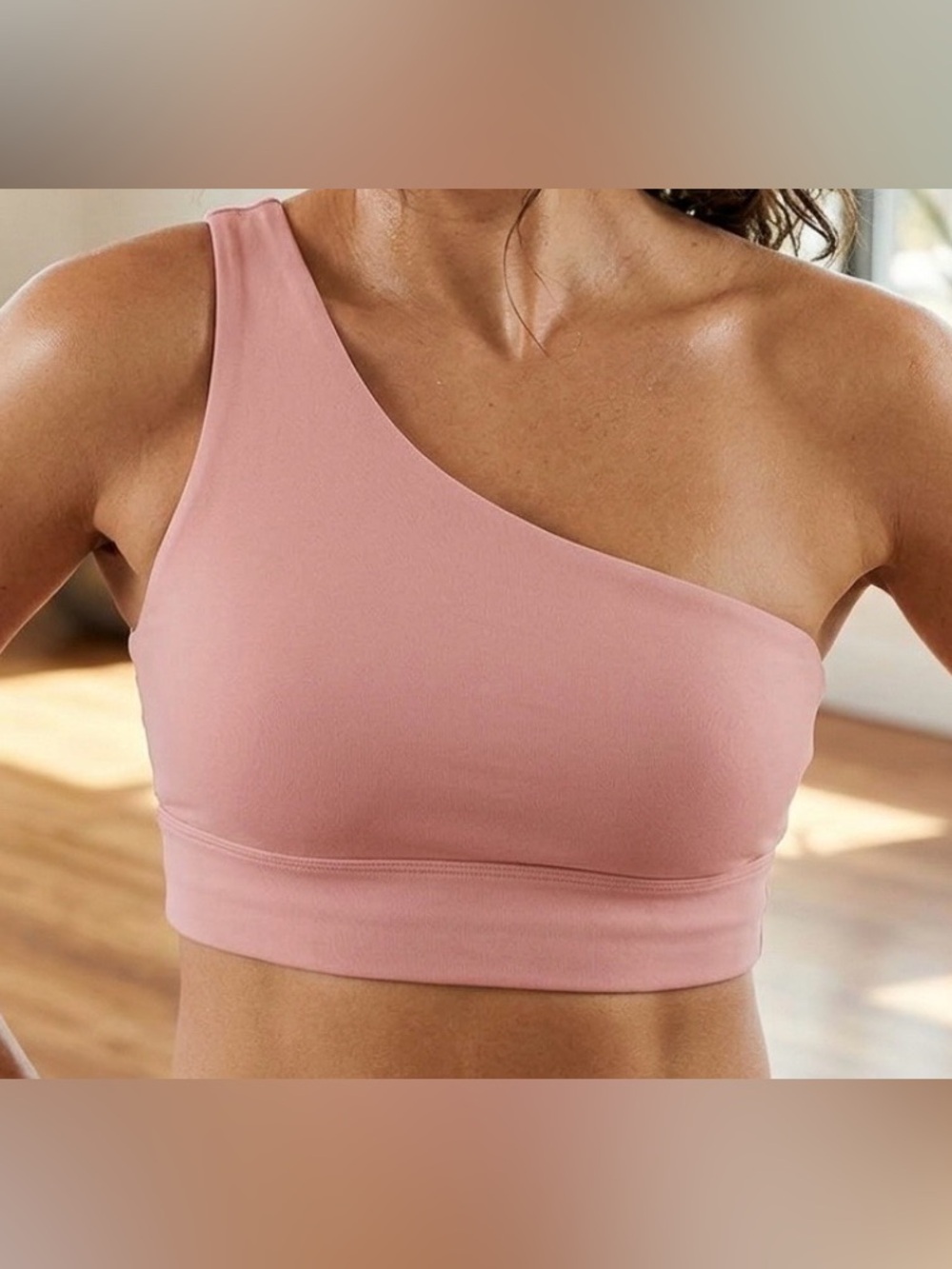 Athleta One-Shoulder Dusty Rose Sports Bra